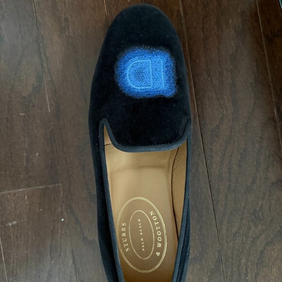 Stubbs & Wootton Black Loafers with Blue and Red Accents - Picture 2 of 5